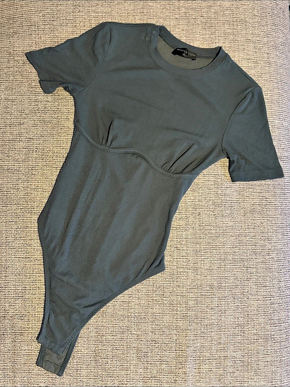 White Fox Boutique Short Sleeve Green Bodysuit